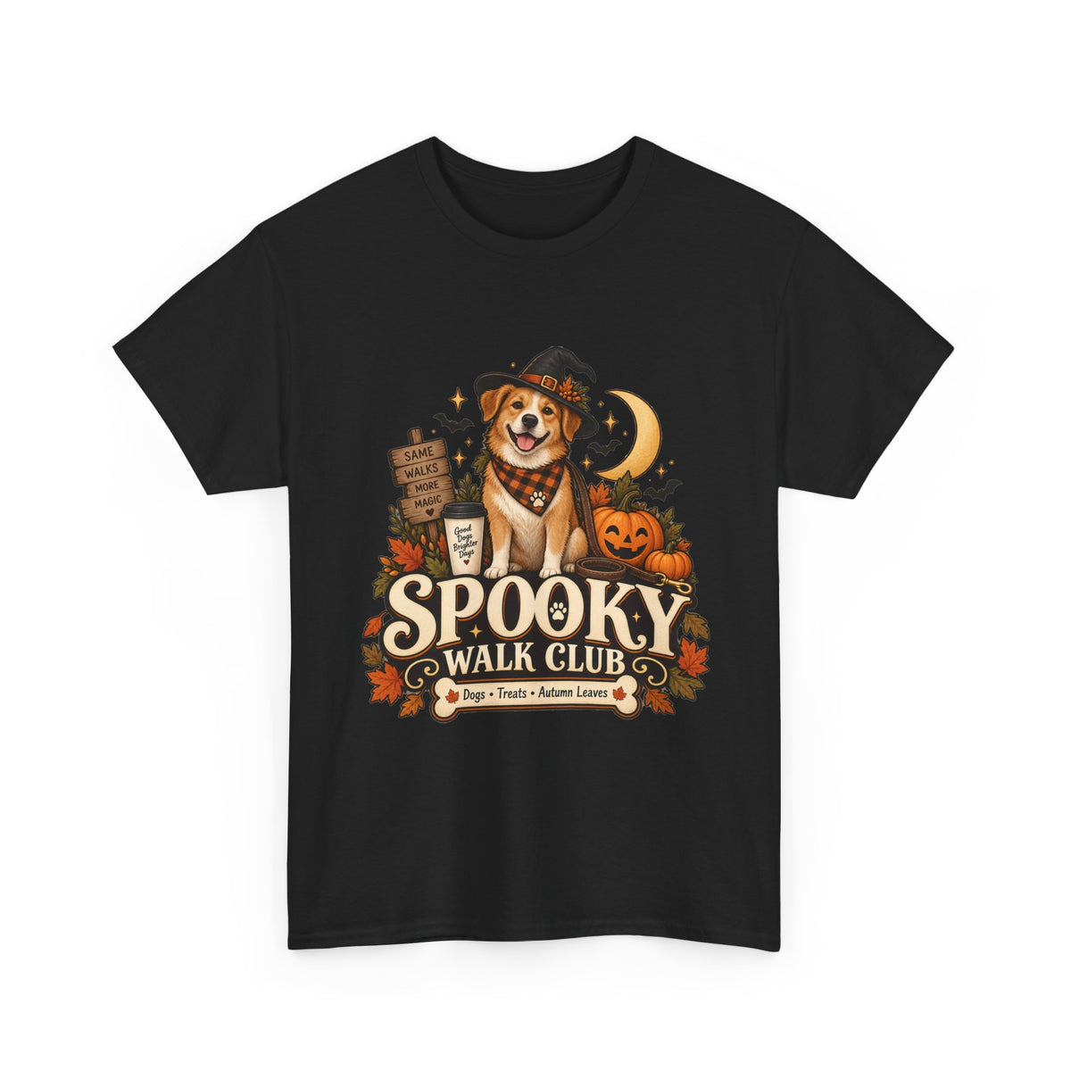 Spooky Walk Club Halloween Dog Tee | Unisex Heavy Cotton T-Shirt