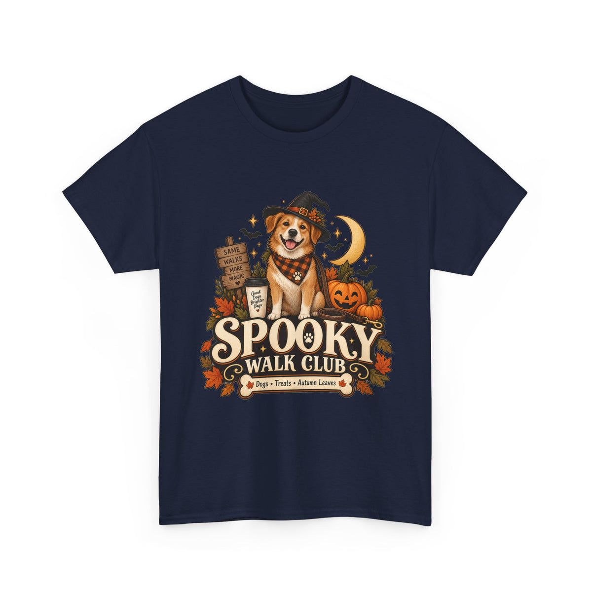 Spooky Walk Club Halloween Dog Tee | Unisex Heavy Cotton T-Shirt