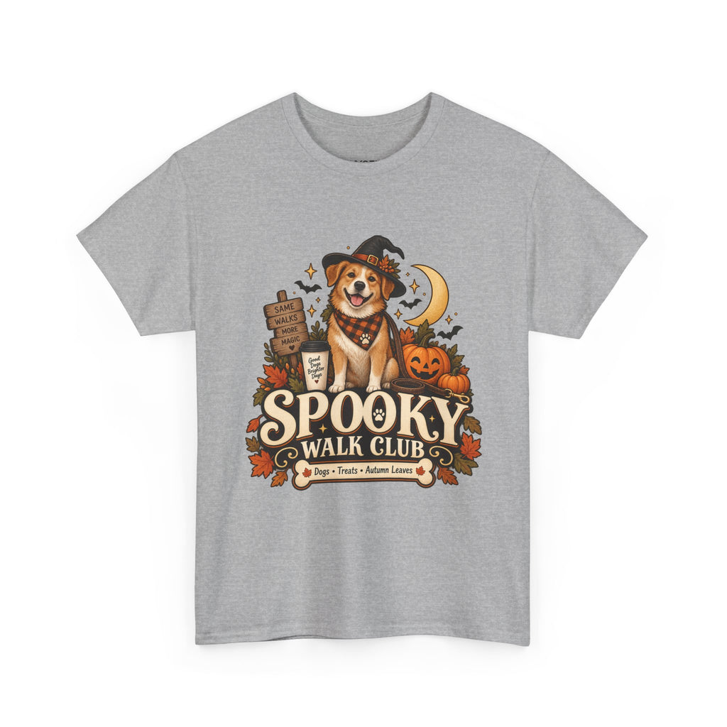 Spooky Walk Club Halloween Dog Tee | Unisex Heavy Cotton T-Shirt