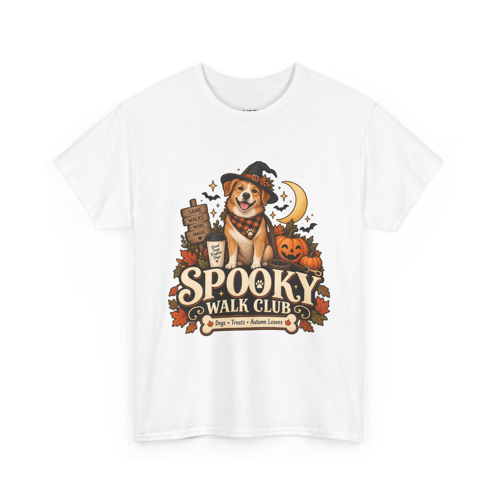 Spooky Walk Club Halloween Dog Tee | Unisex Heavy Cotton T-Shirt