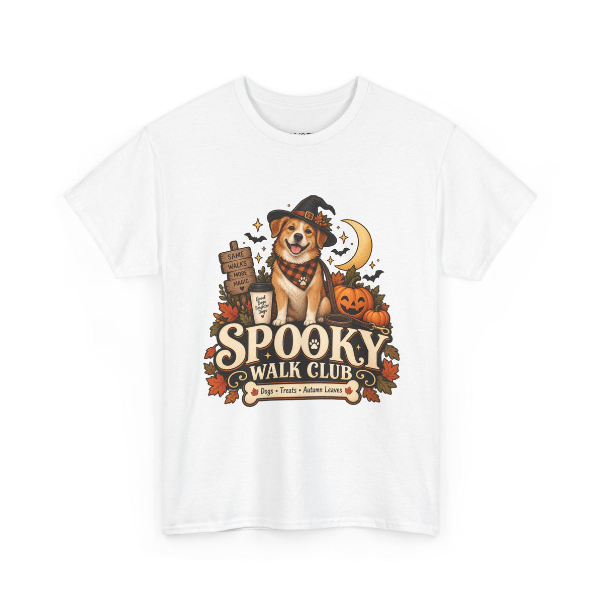Spooky Walk Club Halloween Dog Tee | Unisex Heavy Cotton T-Shirt