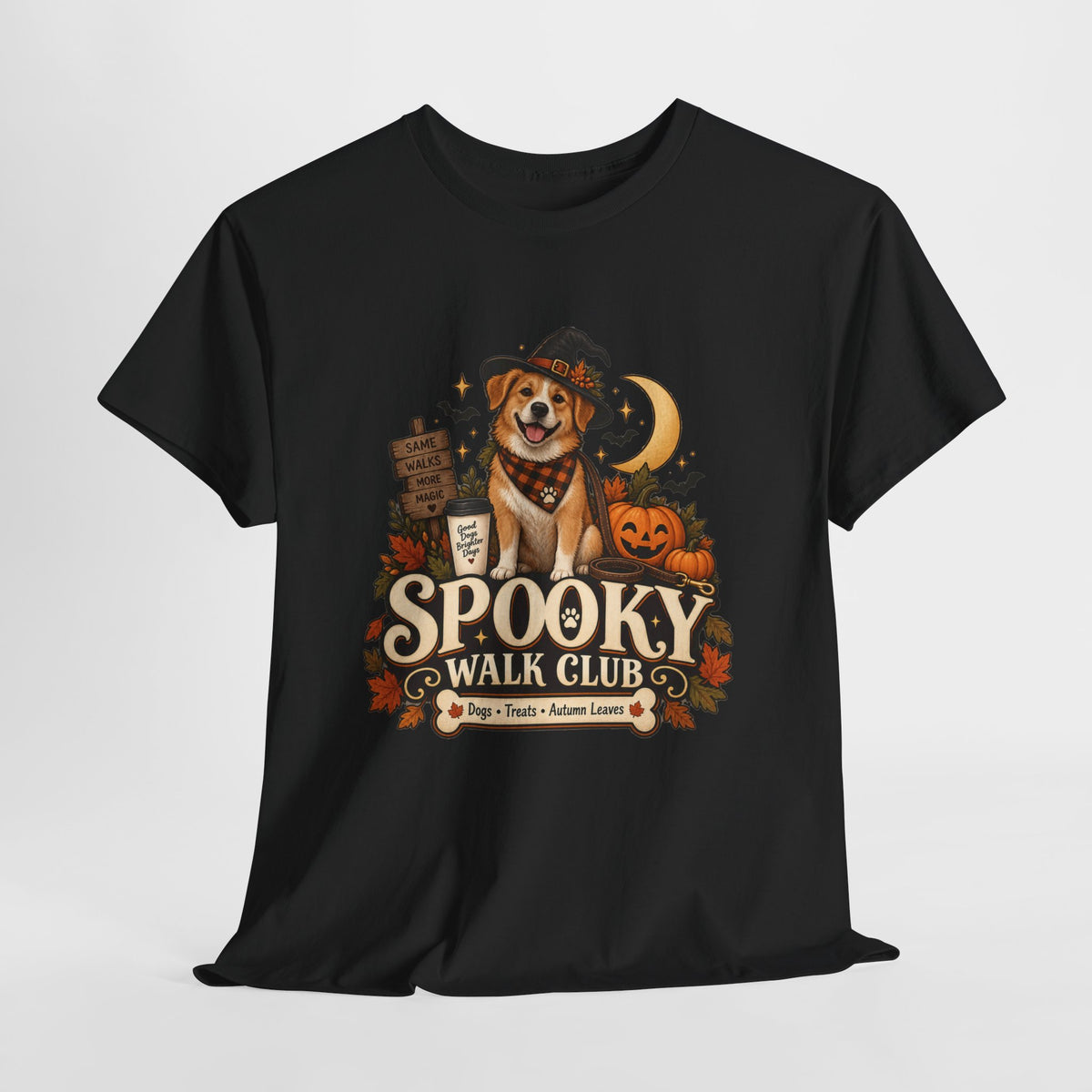 Spooky Walk Club Halloween Dog Tee | Unisex Heavy Cotton T-Shirt
