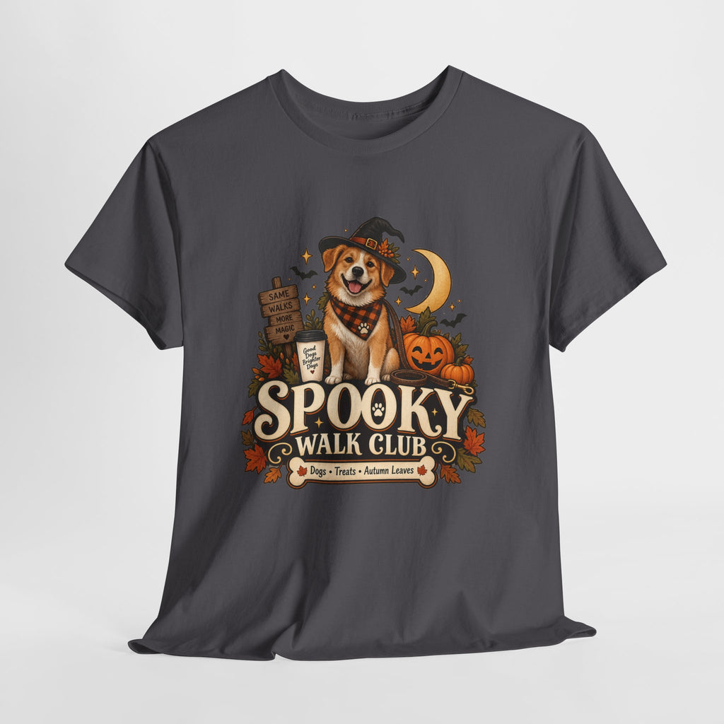 Spooky Walk Club Halloween Dog Tee | Unisex Heavy Cotton T-Shirt