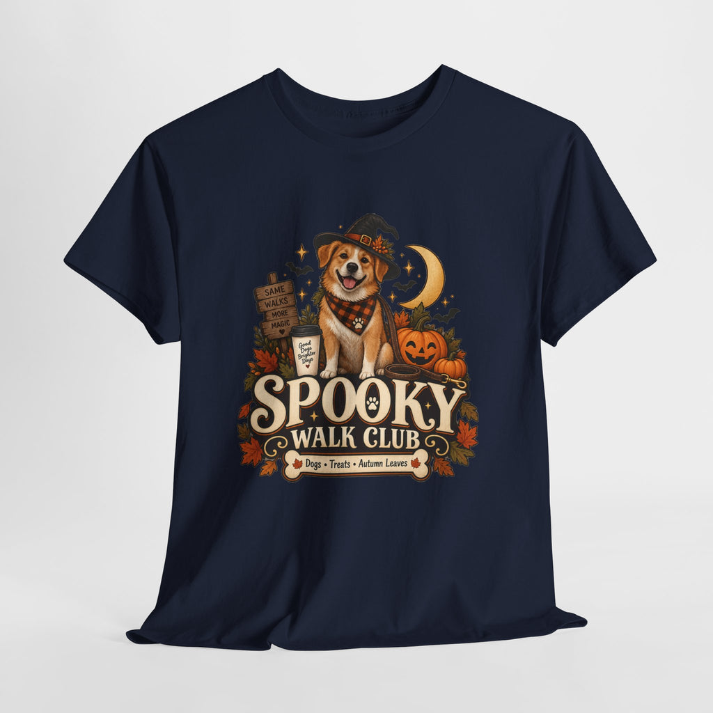 Spooky Walk Club Halloween Dog Tee | Unisex Heavy Cotton T-Shirt