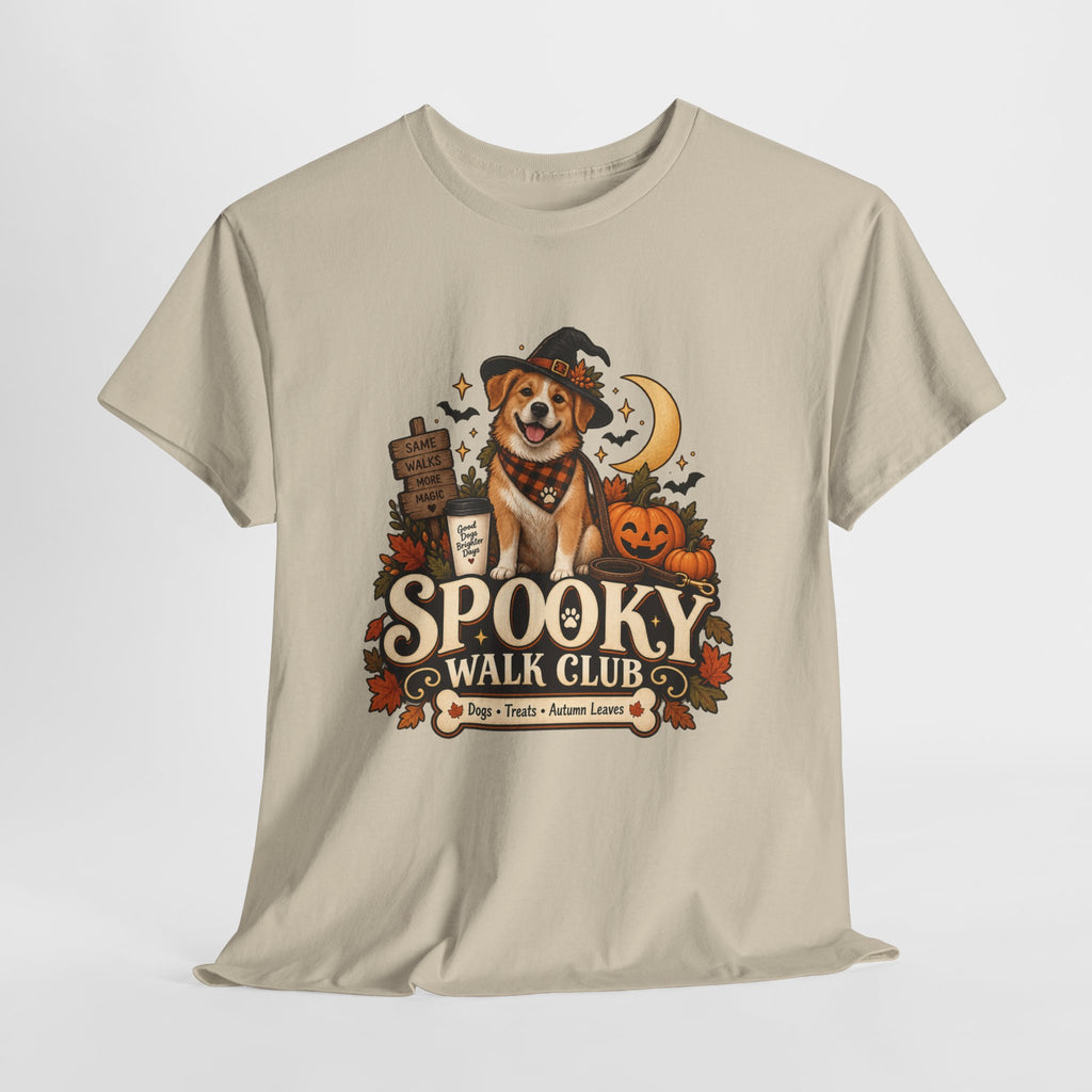 Spooky Walk Club Halloween Dog Tee | Unisex Heavy Cotton T-Shirt