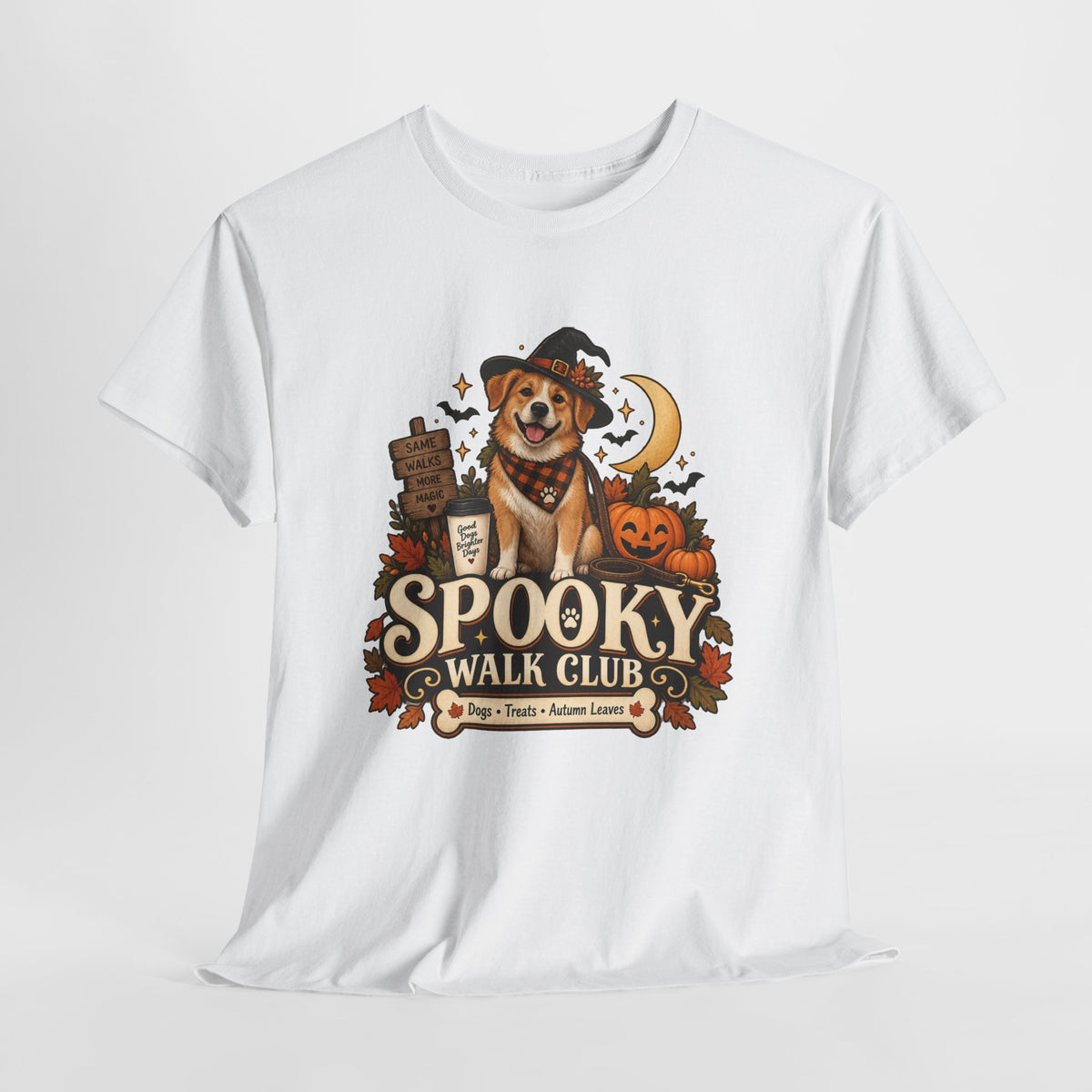 Spooky Walk Club Halloween Dog Tee | Unisex Heavy Cotton T-Shirt