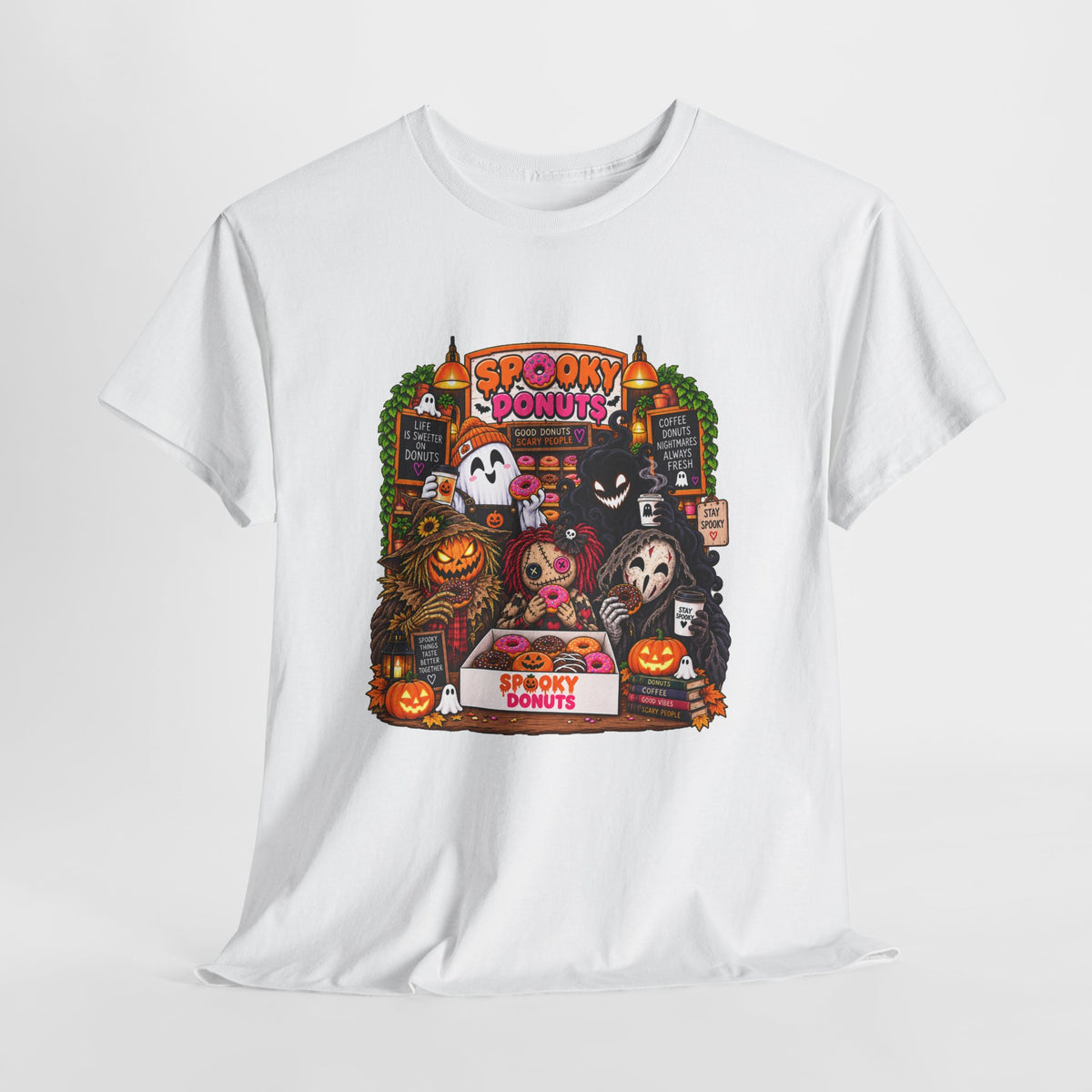 Spooky Donuts Halloween Tee | Unisex Heavy Cotton T-Shirt